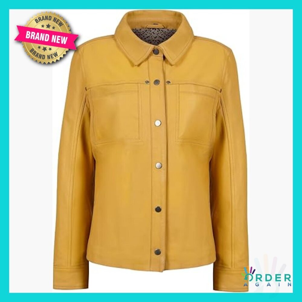 Genuine Leather Trucker Jacket Classic Moto Style Button Up Lightweight